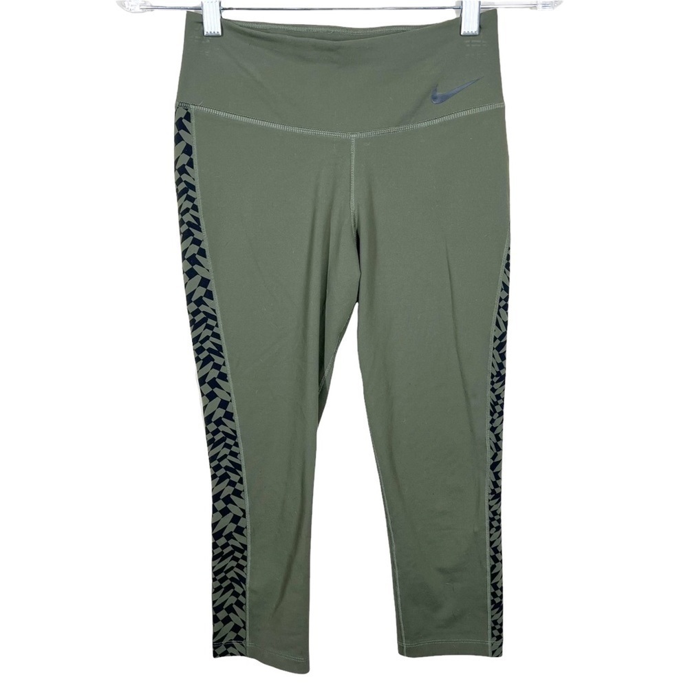 Nike Dri Fit Women’s Olive Green Compression Crop Workout Leggings Size XS
